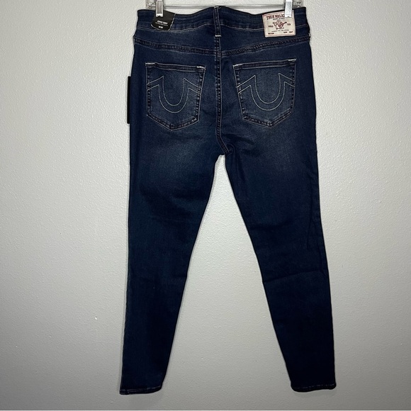 True Religion Jennie Curvy Midrise Super Skinny Women 30 Blue Red Stitch NWT - Picture 8 of 9